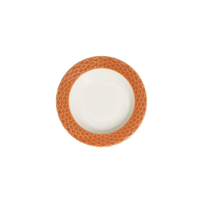 Hermia Orila Costa Juego de Cena de Porcelana 24 Piezas Blanco y Naranja Hermia Orila Costa Juego de Cena de Porcelana 24 Piezas Blanco y Naranja